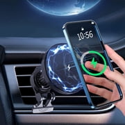 Herunwer Magnetic Car Phone Holder, Air Vent Car Phone Mount, 2 in 1 Upgraded Magnetic Wireless Car Charger Hands Free Cell Phone Stand Holder for Car Vent