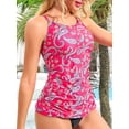 thumbnail image 4 of Charmo Women's High Neck Tankini Tops Only Tummy Control Swimsuit Top Ruched Swim Top Without Bottoms, 4 of 6