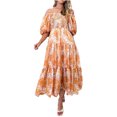 thumbnail image 2 of Robe d'Été pour Femmes 2024 Mode Grande Taille Décontractée Confortable Couleur Aguichant Poitrine Longue Robe Manches Courtes Col Rond 50 % de Réduction Liquidation!, 2 of 6