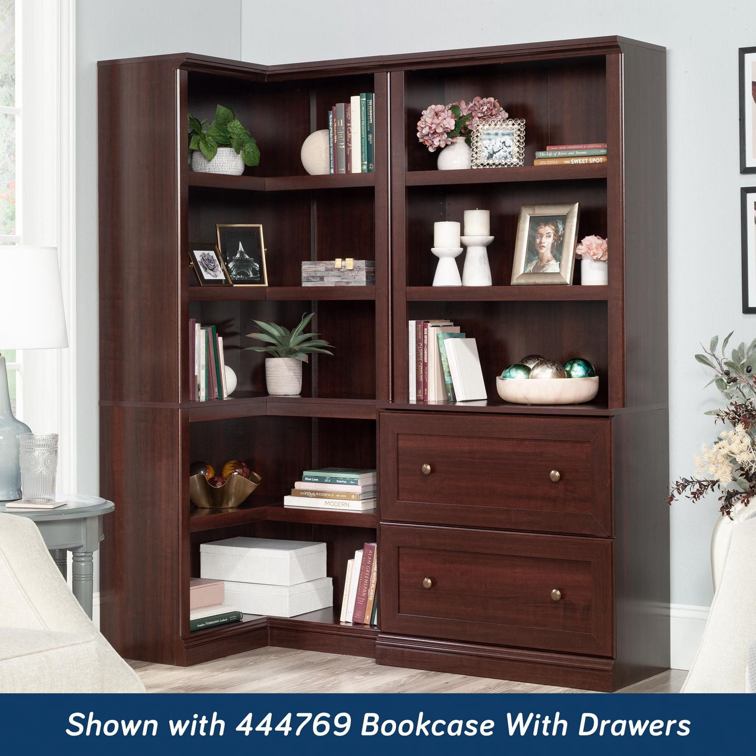 Sauder Select Corner Bookcase, Select Cherry Finish