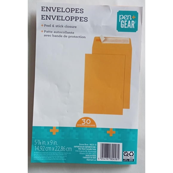 Pen + Gear Pen+ Gear 5-7/8x9 Brown Peel and Stick 30 Pack