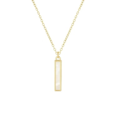 Luxury Designs Gold Plated Mother of Pearl Bar Pendant Necklace with Adjustable 16" + 2" Chain
