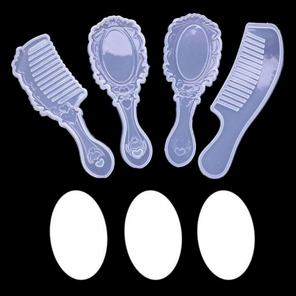 4 Styles Comb Mirror Resin Casting Molds Kit Silicone Epoxy Resin Molds Silicone Comb Mold Mirror Hair Comb Craft Making