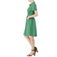 thumbnail image 4 of INSPIRE CHIC Robe Courte pour Femme à Col Évasé avec Poches et Taille Élastique TP Vert, 4 of 8