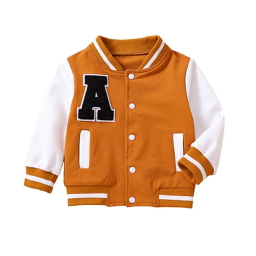 MIASHUI Kids Jackets Toddler Boys Girls Fall Long Sleeve Baseball Coat Button Outerwear,Orange,2-3 Years