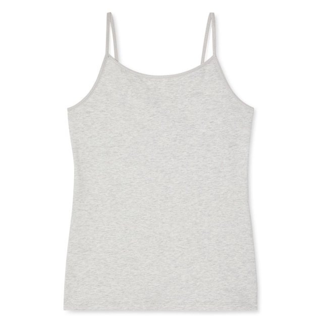 George Camisole à Soutien-Gorge Intégré pour Filles en Gris Pâle Chiné, Faite de Tricot jersey Extensible avec 95 % Coton et 5 % Élasthanne, Dotée d'Un Encolure Dégagée et de Bretelles spaghetti Sans Manches, Idéale comme Couche de base pour Tenue Décontractée et à Superposer sous des Chandails à Capuchon Ou des cardigans.
