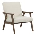 thumbnail image 1 of Fauteuil Weldon en Tissu Blanc Lin avec Cadre Fini Brun Brossé, 1 of 7