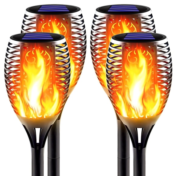 Awethone Solar Tiki Torches with Flickering Flame, Large Size Ultra-Bright Outdoor Torch Light with Auto On/Off, IP65 Waterproof Landscape Lighting Decor for G