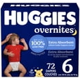 thumbnail image 1 of Huggies Overnites Nighttime Baby Diapers, Size 6 (35+ lbs), 72 Count, 1 of 9