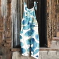 thumbnail image 2 of yoeyez Rompers for Women Plus Size,Womens Summer Printed Plus Size Romper Sleeveless Adjustable Straps Backless Jumpsuits With Pockets Blue,S, 2 of 6