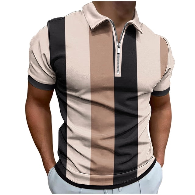 HKEJIAOI Men's Shirts Short Sleeve Performance Slim Fit Zip T-Shirts for Sports