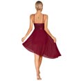 thumbnail image 2 of Oyolan Robe de Danse Ballet à Paillettes pour Femmes, Bretelles Spaghetti, Col en V, Ourlet Asymétrique, Tenue de Danse Lyrique, Bourgogne G, 2 of 7