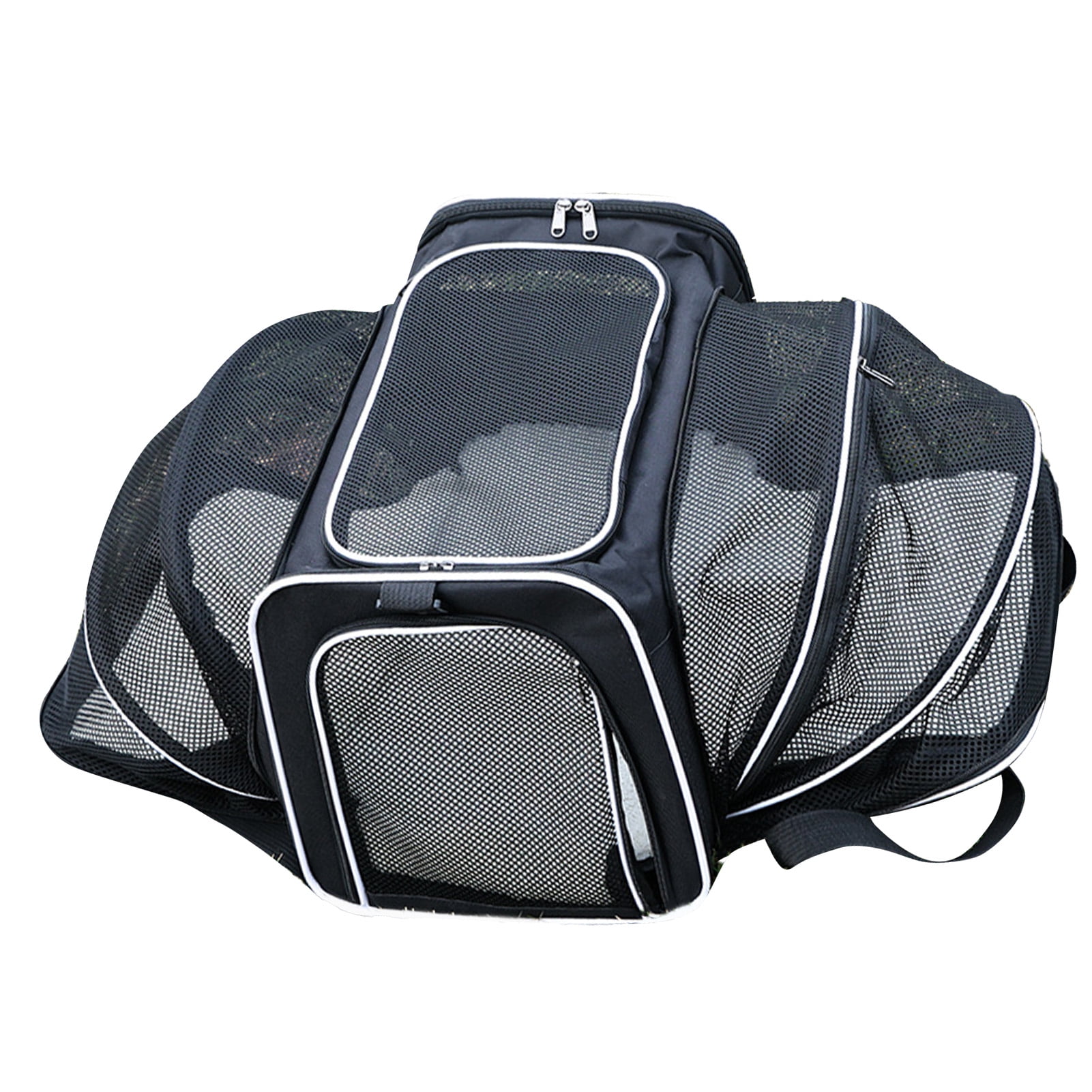 Cat Carrier, Breathable Mesh Large Space Pet Travel Carrier  for Outdoor Black, White Edge