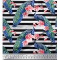 thumbnail image 1 of Soimoi Rayon Fabric Stripe,Floral & Peacock Bird Decor Fabric Printed Yard 56 Inch Wide, 1 of 3