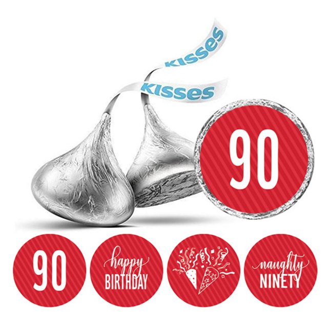 Darling Souvenir 190 Pcs Naughty Ninety Birthday Theme Stickers chocolate Labels-Red