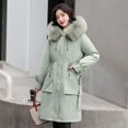 thumbnail image 1 of Ladies long down cotton winter warm jacket coat with detachable plush lining, 1 of 5