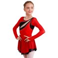 thumbnail image 2 of Miaeowve Robe de Patinage Artistique pour Filles Patinage à Roulettes Danse Ballet Justaucorps Robe Costume de Performance de Danse Rouge 14, 2 of 7
