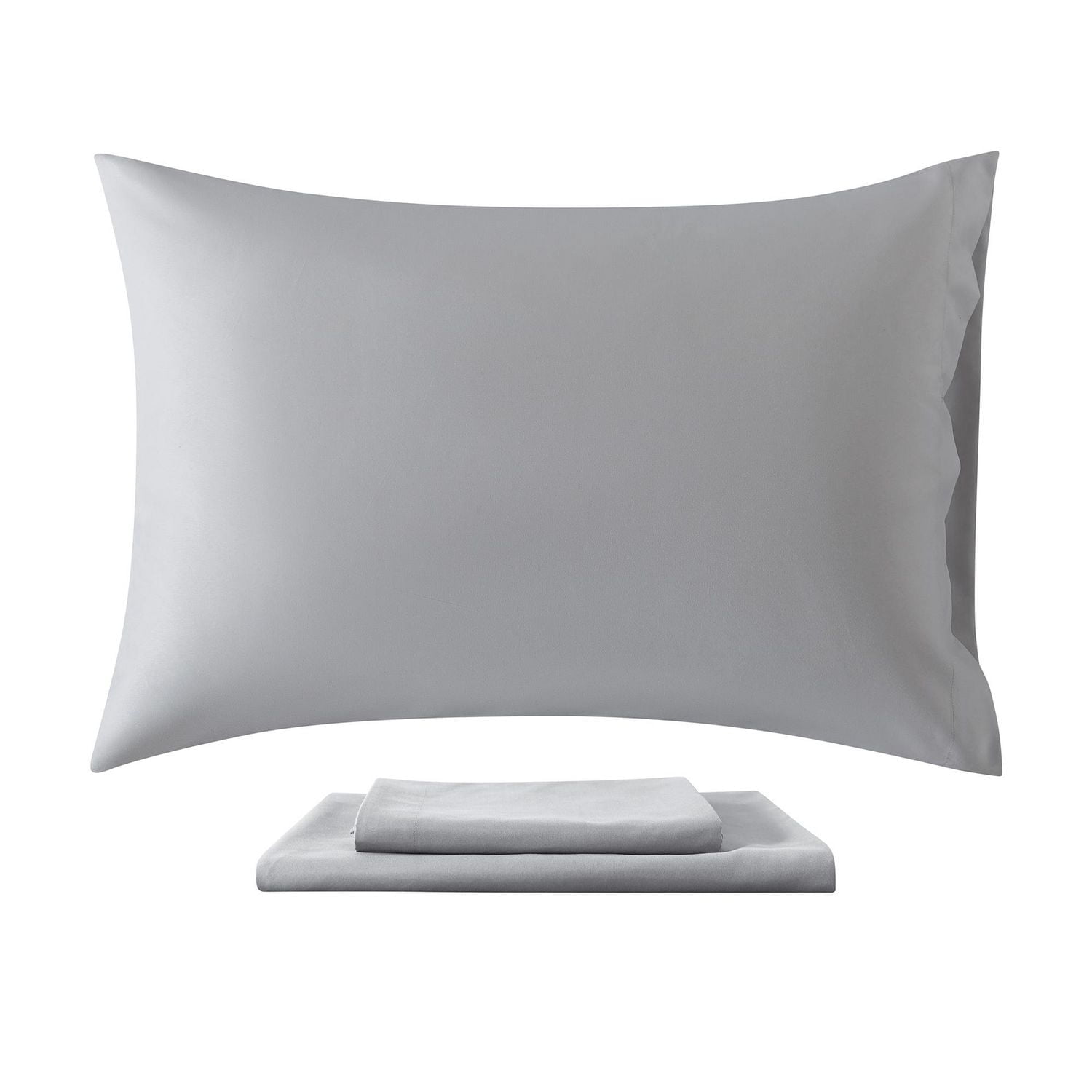 Mainstays – Ensemble de literie tout-en-un réversible avec couette et draps, 5 pièces, simple très grand (Twin XL), rayures grises