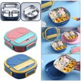 thumbnail image 3 of Renjiang Lunch Box Teen Blue Lunch Boxoutdoor Tableware 304 Portable Stainless Steel Lunch Box Dinner Plate Robot Shaped Lunch Box with Portable Three Spaces Bento Box for Teen, 3 of 5