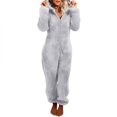 thumbnail image 3 of ITFABS Combinaison de Sommeil Épaisse en Peluche pour Femmes, Combinaison à Capuche à Manches Longues avec Fermeture Éclair, 3 of 4