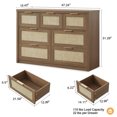 thumbnail image 3 of OAKHAM Commode 7 Tiroirs, Grand Commode en Rotin pour Chambre à Coucher Salon, Noyer Clair, 3 of 7