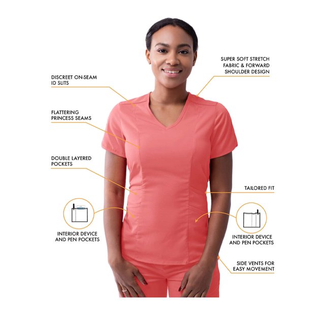Adar Pro Modern Athletic Scrub Set For Women - Modern V-Neck Scrub Top & Yoga Jogger Scrub Pants