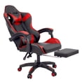 thumbnail image 3 of Melior Home Reclining Leather Gamer's Chair Ergonomic Support High Back Massage Wheels, Red, 3 of 11