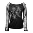 thumbnail image 3 of WEAIXIMIUNG Chandail Léger pour Femmes de la Saint-Valentin, Aguichant, à Manches Longues, Haut avec Strass en Maille, Design à Col Rond, Haut Automne Hiver, Tenue Décontractée, Chemise à Bretelles, Blouse pour Fête, 3 of 5