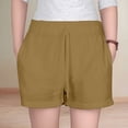 thumbnail image 4 of Girls Summer Linen Shorts Kids Casual Drawstring Elastic Waist Beach Short Pants With Pockets, 4 of 6