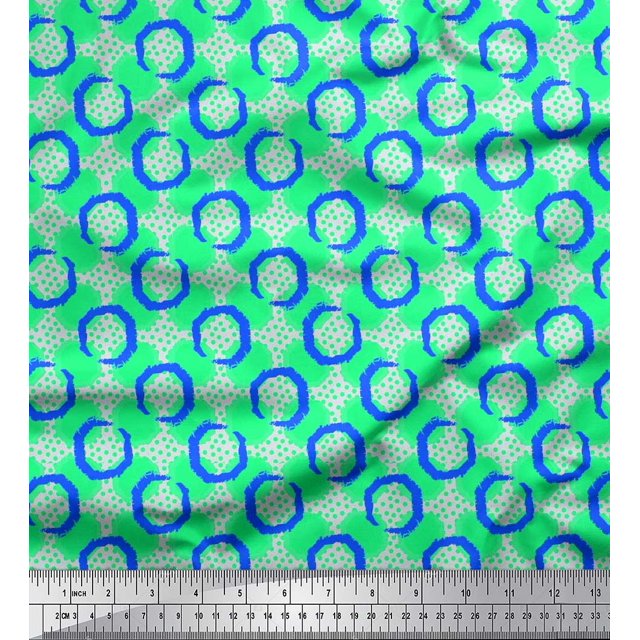 Soimoi Poly Georgette Fabric Dot,Circle & Honeycomb Design Geometric Decor Fabric Printed Yard 42 Inch Wide