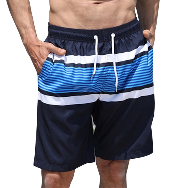 TIWEKE Quick Dry Mens Swim Trunks with Mens Bathing Suits with Zip Pockets Black,M
