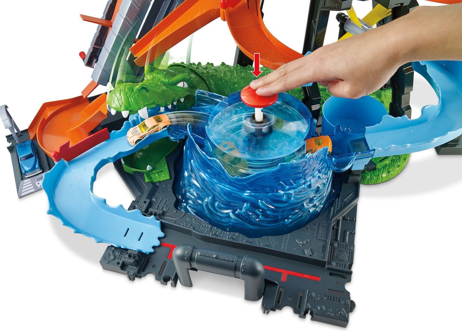 Hot Wheels Coffret de jeu Lave-auto Crocodile