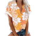 thumbnail image 1 of Birdeem Womens V-Neck Short Sleeves Floral Printed Pattern Casual Tops Blouse Print Shirt, 1 of 5