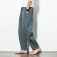 thumbnail image 4 of Pantalon de Lin Décontracté Décontracté Léger à Taille Élastique pour Hommes, 4 of 6