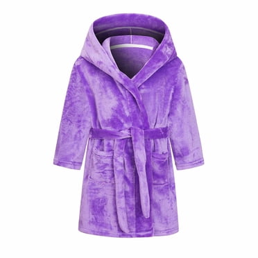 WJSXC Peignoir Garçons Filles Peignoir Enfants Flanelle Peignoir à Capuche Vêtement de Nuit Tout-Petit Peignoirs Peluche avec Ceinture Violet