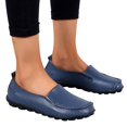 thumbnail image 2 of B91xZ Chaussures Plates Confortables en Cuir pour Femmes, Bleu Foncé 8, 2 of 5