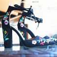 thumbnail image 4 of LSLJS Women's Ethnic Suede Embroidered Strap High Heel Chunky Sandals, 4 of 5
