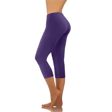 LOVZFMLL Women's Leggings, Fashion Casual Women Solid High Waist Wide Leg Trousers Yoga Capris Purple, XL