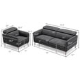 thumbnail image 4 of Costway Ensemble de Salon 2 Pcs Canapé en Tissu et Fauteuil d'Appoint avec Appuie-Tête Réglable Gris, 4 of 10
