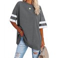 thumbnail image 4 of Short Sleeve Shirts for Women Womens Oversized Tees Loose T Shirts Half Sleeve Round Neck Color Blocktunic Tops Oversized T Shirts for Women Half Sleeve Tops for Women, 4 of 6