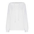 thumbnail image 4 of Women's Off Shoulder Sweatshirt Adjustable Drawstring Oversized Long Sleeve Shirt Pullover Basic Slouchy Clothes 2025, 4 of 5