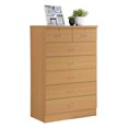 thumbnail image 1 of Hodedah 7 Drawer Wooden Jumbo Dresser Chest with 2 Top Locks, Beech, 1 of 5