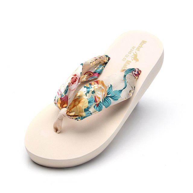 Cyiecw Sandales à Plateforme pour Femmes, Tongs Confort à Semelle Compensée Souple, Soutien de la Voûte Plantaire, Talon Haut, Tongs