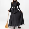 thumbnail image 1 of EQWLJWE Robe de Sorcière d'Halloween pour Femmes Manches Longues Bouffantes Gothique Court Manches Longues Col en V Robe à Lacets, 1 of 8