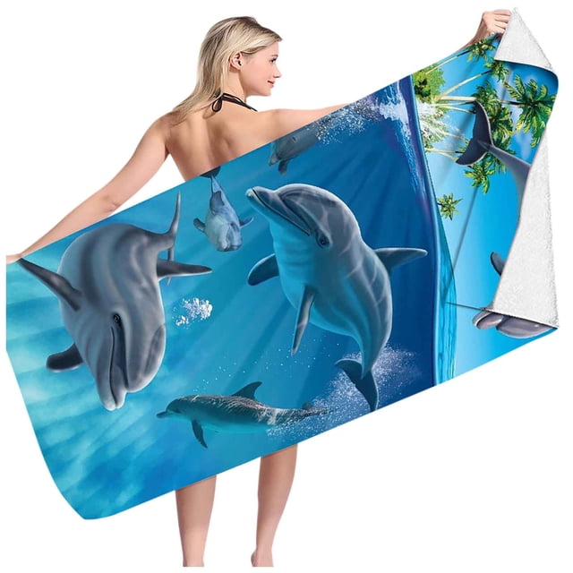 LSLJS Beach Towel Summer Beach Essentials Beach Towels Marine Animals Beach Towel Microfiber Double-sided Velvet Turtle Octopuss Beach Towel Swimming Bath Towel Versatile Beach Towel