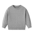 thumbnail image 1 of SERTG Child and Child Sweater Kids Fall Solid Color Plaid Kids Crew Neck Soft Knit Pullover Tops Winter Long Sleeve Round Neck Sweaters(Gray,4-5 Years), 1 of 6