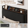 thumbnail image 2 of Yiwa Twin Size Bed Frame with 2 Storage Drawers and Charging Station, Rustic Linen Upholstered Platform Bedframe with Storage Headboard, No Box Spring Needed, Easy Assembly, Noise Free, 2 of 4