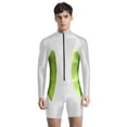 thumbnail image 1 of iefiel Men's Rash Guard Long Sleeve Swimsuit Stretchy Front Zipper One Piece Bathing Suit Surfing White L, 1 of 5