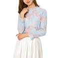 thumbnail image 2 of INSPIRE CHIC Women's Crochet Lace See Through Floral Ruffle Neck Blouse, 2 of 7