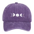 thumbnail image 1 of HNMKIU Moon Embroidery Distressed Washed Baseball Cap Classic Unstructured Low Profile Dad Hat for Daily Use Baseball Hats 03_Purple,One Size, 1 of 3